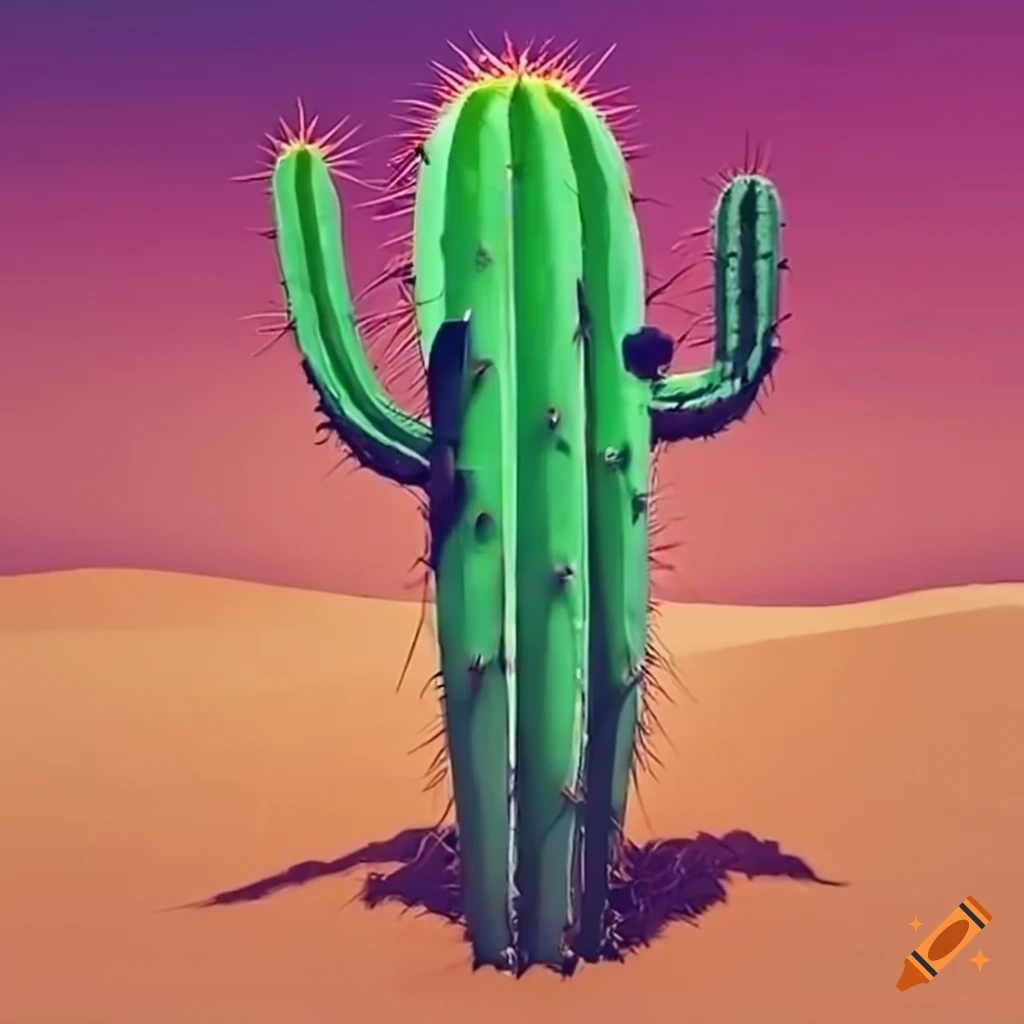 www.craiyon.com - A frightened humanoid cactus in the desert